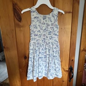 Little girl zoo animal summer linen dress.